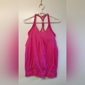 Bright pink Lululemon tank with built-in bra - size 8.
